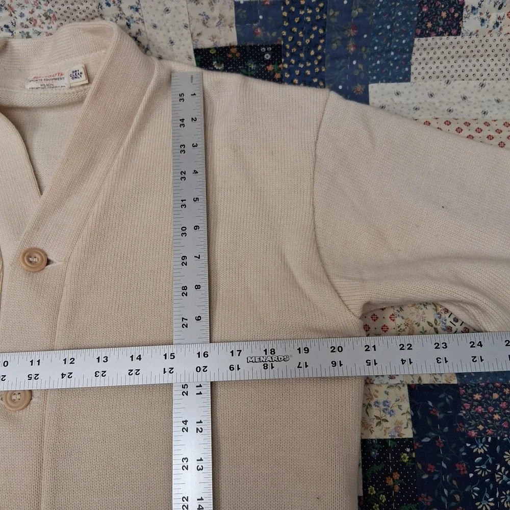 True Vintage Wilson Sports Letterman Varsity Cardigan Sweater Mens 42 Off White